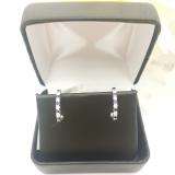 0.40 Carat (ctw) 10K White Gold Round Blue sapphire & White Diamond Ladies Fancy J Shaped Hoop Earrings