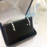 0.40 Carat (ctw) 10K White Gold Round Blue sapphire & White Diamond Ladies Fancy J Shaped Hoop Earrings