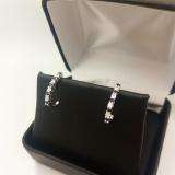0.40 Carat (ctw) 10K White Gold Round Blue sapphire & White Diamond Ladies Fancy J Shaped Hoop Earrings
