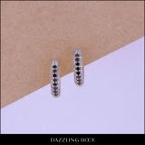 0.30 Carat (ctw) 10k White Gold Round White & Black Diamond Ladies Pave Set Huggies Hoop Earrings 1/3 CT