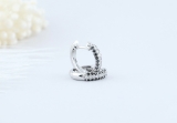0.30 Carat (ctw) 10k White Gold Round Black & White Diamond Ladies Pave Set Huggies Hoop Earrings 1/3 CT