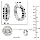 0.30 Carat (ctw) 10k White Gold Round Black & White Diamond Ladies Pave Set Huggies Hoop Earrings 1/3 CT