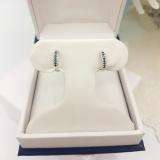 0.30 Carat (ctw) 10k White Gold Round White & Blue Diamond Ladies Pave Set Huggies Hoop Earrings 1/3 CT