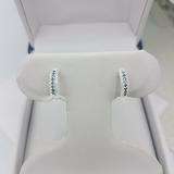 0.30 Carat (ctw) 10k White Gold Round White & Blue Diamond Ladies Pave Set Huggies Hoop Earrings 1/3 CT