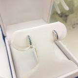 0.30 Carat (ctw) 10k White Gold Round White & Blue Diamond Ladies Pave Set Huggies Hoop Earrings 1/3 CT