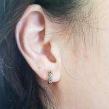 0.30 Carat (ctw) 10k White Gold Round Blue Diamond Ladies Pave Set Huggies Hoop Earrings 1/3 CT