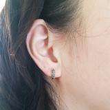 0.30 Carat (ctw) 10k White Gold Round Blue Diamond Ladies Pave Set Huggies Hoop Earrings 1/3 CT