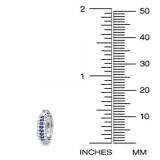 0.30 Carat (ctw) 10k White Gold Round White Diamond & Blue Sapphire Ladies Pave Set Huggies Hoop Earrings 1/3 CT