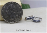 0.30 Carat (ctw) 10k White Gold Round Blue Sapphire Ladies Pave Set Huggies Hoop Earrings 1/3 CT