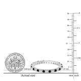 1.00 Carat (Ctw) Alternating Round Black & White Diamond Eternity Stackable Wedding Band For Her In 10K White Gold