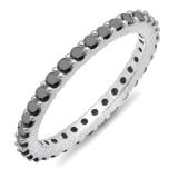 1.00 Carat (ctw) 14k White Gold Round Black Diamond Ladies Eternity Anniversary Stackable Ring Wedding Band 1 CT