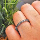 1.00 Carat (ctw) 14k White Gold Round Black Diamond Ladies Eternity Anniversary Stackable Ring Wedding Band 1 CT