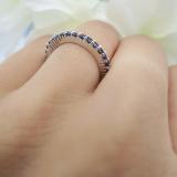 1.00 Carat (ctw) 10k White Gold Round Blue Sapphire Ladies Eternity Anniversary Stackable Ring Wedding Band 1 CT