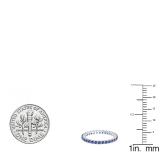 1.00 Carat (ctw) 14k White Gold Round Blue Sapphire Ladies Eternity Anniversary Stackable Ring Wedding Band 1 CT
