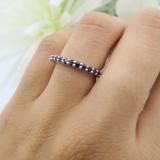 1.00 Carat (ctw) 14k White Gold Round Blue Sapphire Ladies Eternity Anniversary Stackable Ring Wedding Band 1 CT