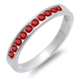 0.40 Carat (ctw) 14k White Gold Round Ruby Ladies Anniversary Wedding Stackable Ring Band