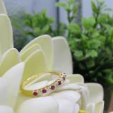 0.33 Carat (ctw) 14K Yellow Gold Round Red Ruby And White Diamond Anniversary Stackable Wedding Band 1/3 CT