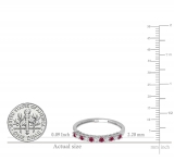 0.33 Carat (ctw) 10K White Gold Round Red Ruby And White Diamond Anniversary Stackable Wedding Band 1/3 CT
