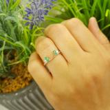 0.30 Carat (ctw) 14K White Gold Round Green Emerald And White Diamond Ladies Anniversary Wedding Ring Matching Guard Band 1/3 CT