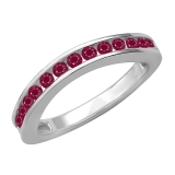 0.75 Carat (ctw) 14k White Gold Round Ruby Ladies Curved Guard Matching Bridal Wedding Band 3/4 CT