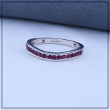 0.75 Carat (ctw) 14k White Gold Round Ruby Ladies Curved Guard Matching Bridal Wedding Band 3/4 CT