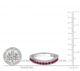0.75 Carat (ctw) 14k White Gold Round Ruby Ladies Curved Guard Matching Bridal Wedding Band 3/4 CT