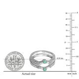 0.55 Carat (ctw) 14k White Gold Round & Baguette Green Emerald And White Diamond Ladies Anniversary Wedding Enhancer Guard Band 1/2 CT