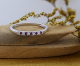 0.15 Carat (ctw) 10k White Gold Round Ruby And White Diamond Ladies Anniversary Wedding Matching Band Stackable Ring