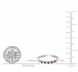 0.15 Carat (ctw) 10k White Gold Round Ruby And White Diamond Ladies Anniversary Wedding Matching Band Stackable Ring