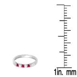 0.25 Carat (ctw) 10k White Gold Round Ruby And White Diamond 5 Stone Ladies Anniversary Wedding Band Ring 1/4 CT