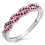 0.25 Carat (ctw) 14k White Gold Round Ruby Ladies Anniversary Wedding Stackable Band Swirl Ring 1/4 CT