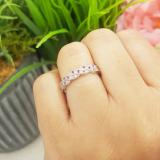 0.25 Carat (ctw) 18k White Gold Round Ruby & White Diamond Ladies Anniversary Wedding Stackable Band Swirl Ring 1/4 CT