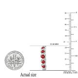 0.86 Carat (ctw) Sterling Silver Round White Diamond & Ruby Ladies Hoop Earrings