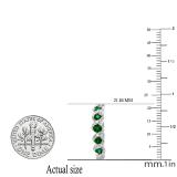 0.86 Carat (ctw) Sterling Silver Round White Diamond & Green Emerald Ladies Hoop Earrings
