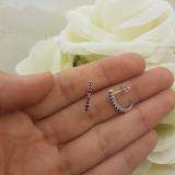 0.50 Carat (ctw) 10K White Gold Round Ruby Ladies Fancy J Shaped Hoop Earrings 1/2 CT