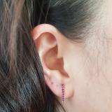 0.50 Carat (ctw) 10K White Gold Round Ruby Ladies Fancy J Shaped Hoop Earrings 1/2 CT