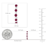 0.50 Carat (ctw) 14K White Gold Round Ruby & White Diamond Ladies Fancy J Shaped Hoop Earrings 1/2 CT