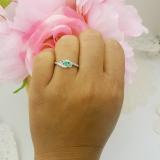 0.25 Carat (ctw) 10k White Gold Round Green Emerald And White Diamond Ladies Bridal Promise Heart 3 Stone Swirl Engagement Ring 1/4 CT