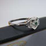 0.05 Carat (ctw) Sterling Silver Round Green Emerald Ladies Solitaire Promise Three Heart Infinity Love Engagement Ring