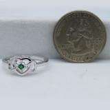 0.05 Carat (ctw) Sterling Silver Round Green Emerald Ladies Solitaire Promise Three Heart Infinity Love Engagement Ring