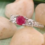 1.80 Carat (ctw) 10k White Gold Round Red Ruby And White Diamond Ladies Bridal Engagement Ring