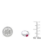 1.80 Carat (ctw) 14k White Gold Round Red Ruby And White Diamond Ladies Bridal Engagement Ring