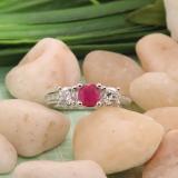 1.80 Carat (ctw) 14k White Gold Round Red Ruby And White Diamond Ladies Bridal Engagement Ring