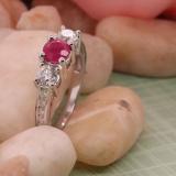1.80 Carat (ctw) 14k White Gold Round Red Ruby And White Diamond Ladies Bridal Engagement Ring