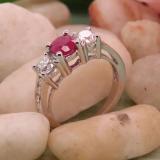 1.80 Carat (ctw) 14k White Gold Round Red Ruby And White Diamond Ladies Bridal Engagement Ring