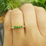 0.40 Carat (ctw) 14K Yellow Gold Round Emerald & Diamond Ladies Bridal Anniversary Wedding Band Ring