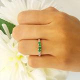 0.40 Carat (ctw) 18K White Gold Round Emerald & Diamond Ladies Bridal Anniversary Wedding Band Ring