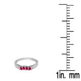 0.40 Carat (ctw) 18K White Gold Round Ruby & White Diamond Ladies Contour Anniversary Wedding Stackable Band Guard Ring