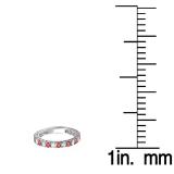 1.00 Carat (ctw) 10K White Gold Round Ruby And White Diamond Eternity Sizeable Stackable Ring Anniversary Wedding Band 1 CT