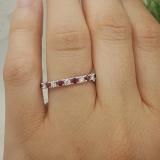 1.00 Carat (ctw) 10K White Gold Round Ruby And White Diamond Eternity Sizeable Stackable Ring Anniversary Wedding Band 1 CT